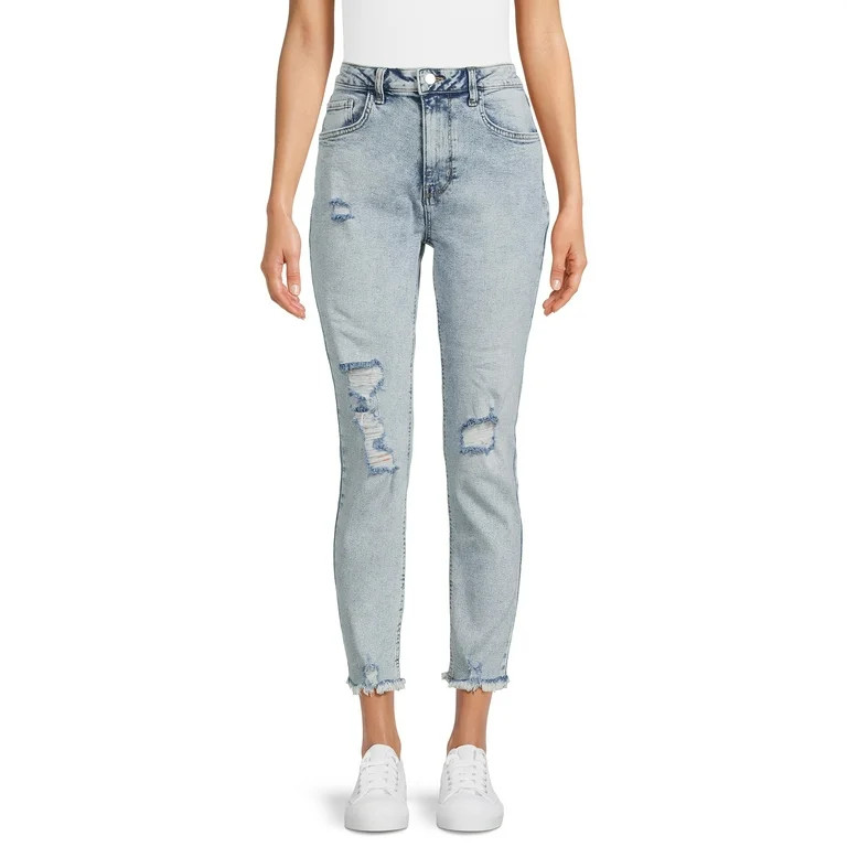 No Boundaries Juniors High Rise Mom Jeans, Sizes 1-21 | Walmart (US)