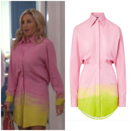 Camille (Grammer) Meyer’s Pink and Green Ombre Shirt Dress