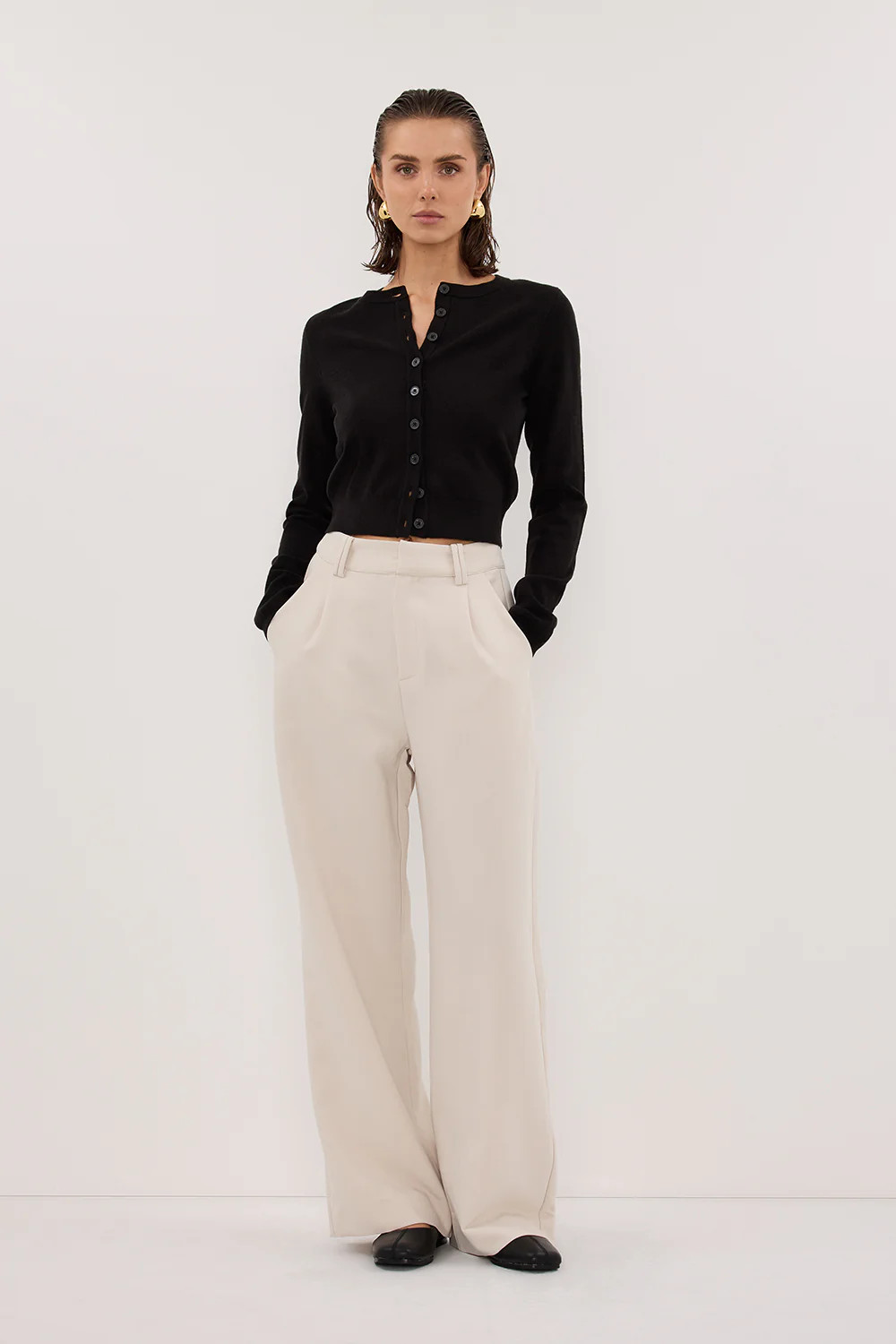 MONACO BLACK LONG SLEEVE CARDIGAN | DISSH