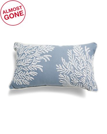 14x24 Indoor Outdoor Embroidered Coral Pillow | TJ Maxx