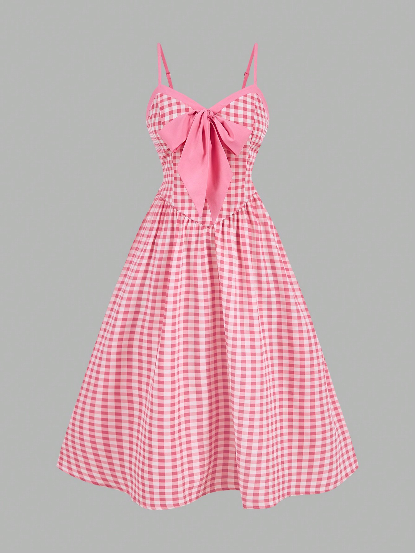 SHEIN MOD Plus Size Plaid Bow Front Cami Dress | SHEIN