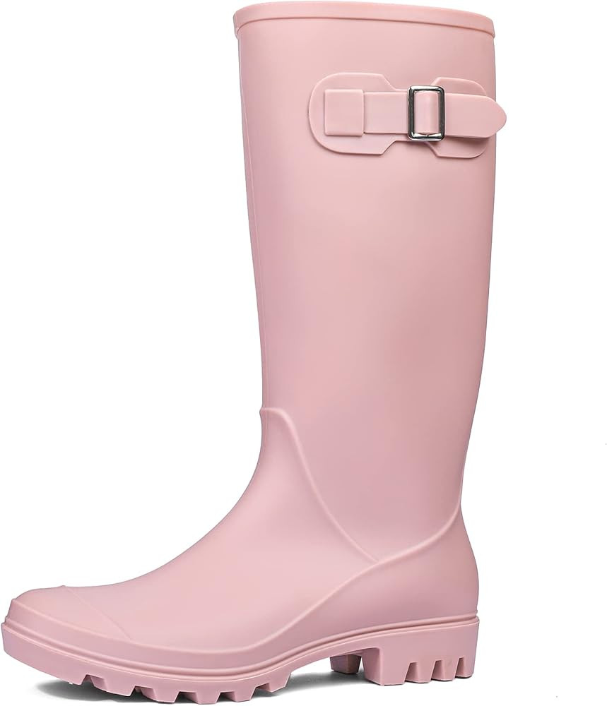 DKSUKO Women's Tall Rain Boots Garden Boots Waterproof Wellington Rubber Boots | Amazon (US)
