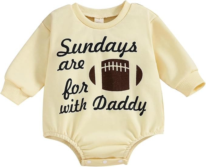 Kislio Newborn Baby Boy Clothes Football Sport Sweatshirt Romper Game Day Letter Print Sweater To... | Amazon (US)