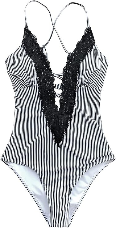 CUPSHE Fashion Women's Ladies Vintage Lace Bikini Sets Beach Swimwear Bathing Suit | Amazon (US)