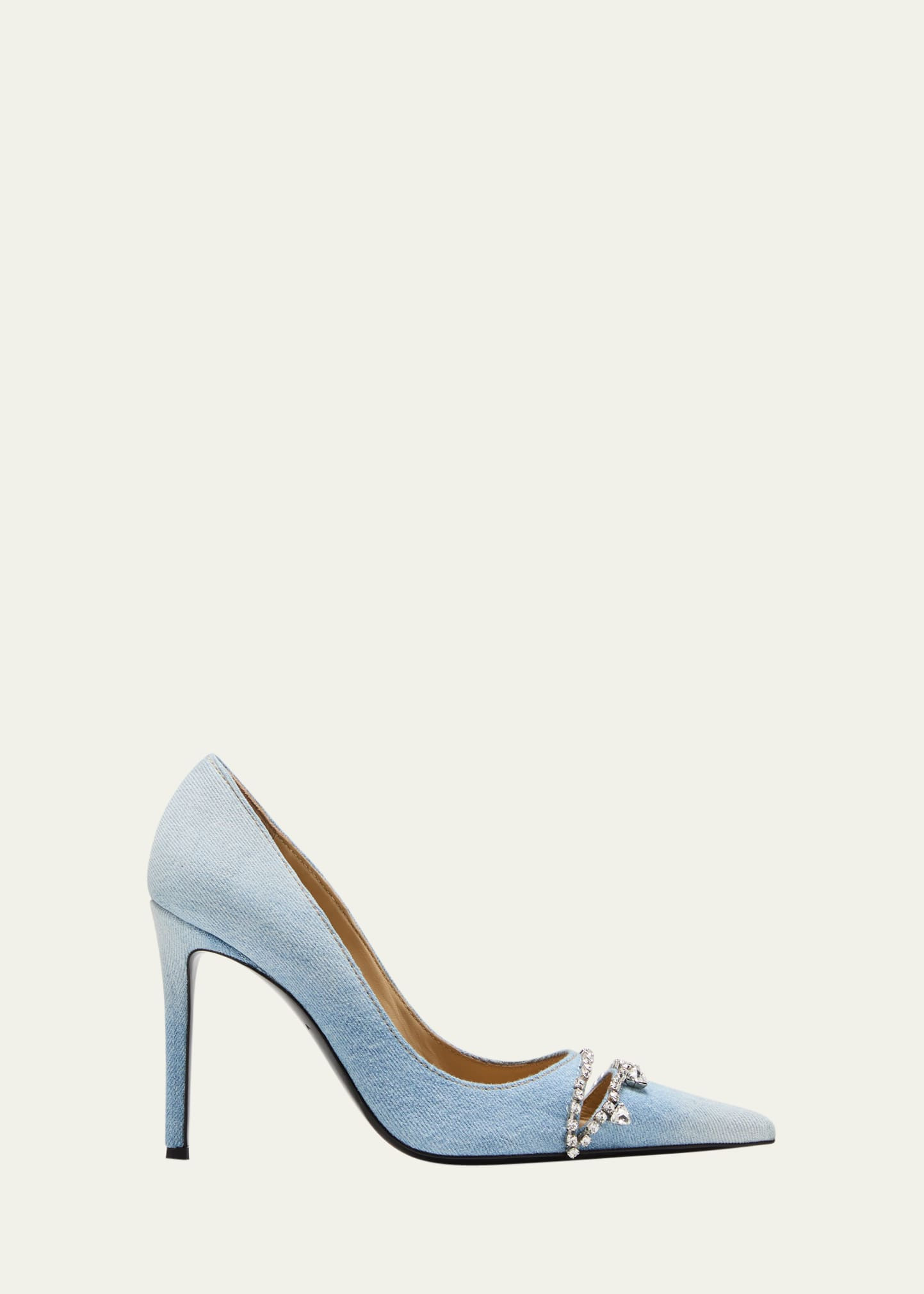 AREA Denim Crystal Cutout Stiletto Pumps | Bergdorf Goodman
