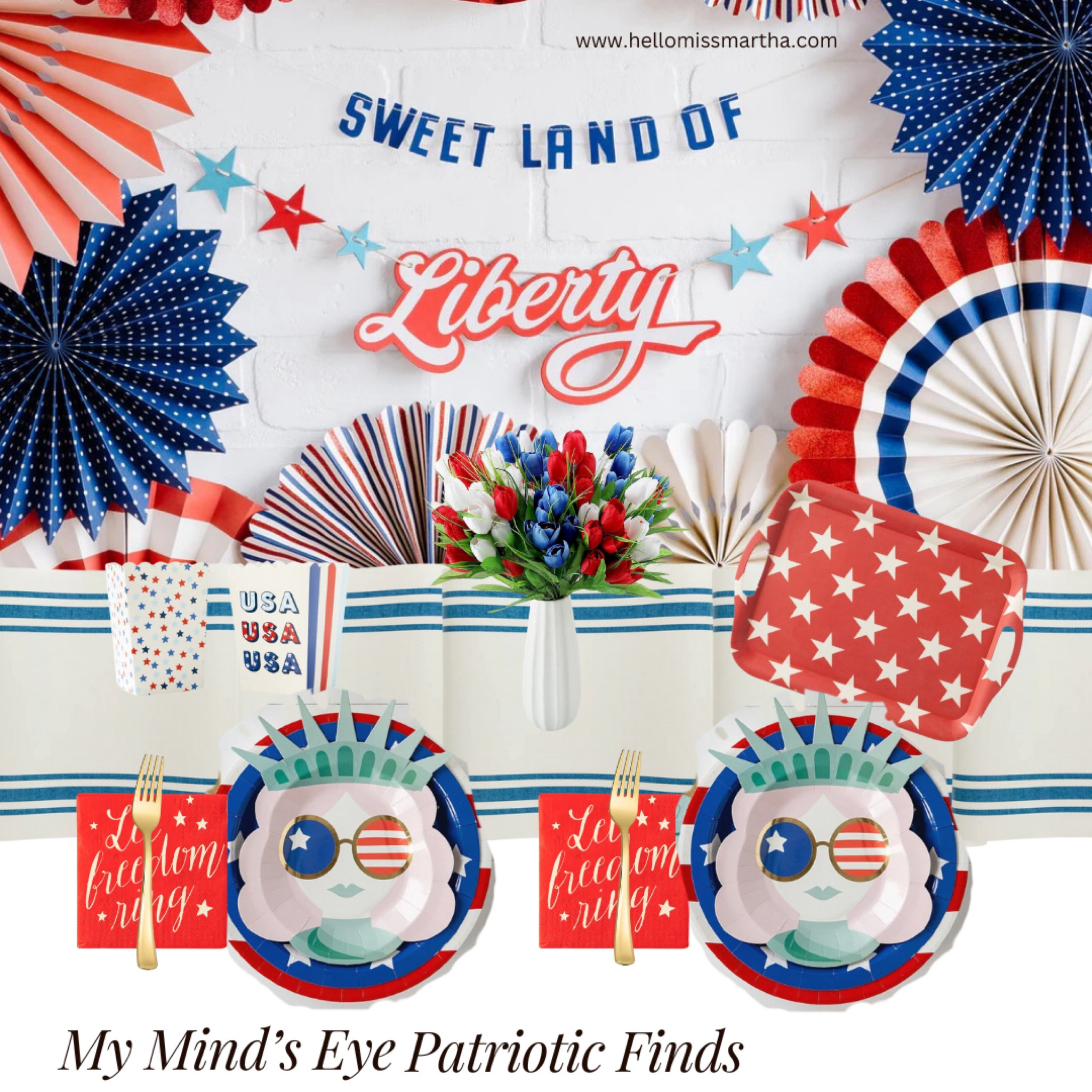 Who’s ready for the 4th?!  Here’s a few patriotic finds from My Mind’s Eye that are on sale too!  
#happy4th #happyfourth #redwhiteblue #tablescape #patrioticdecor 

#LTKParties #LTKHome #LTKSummerSales