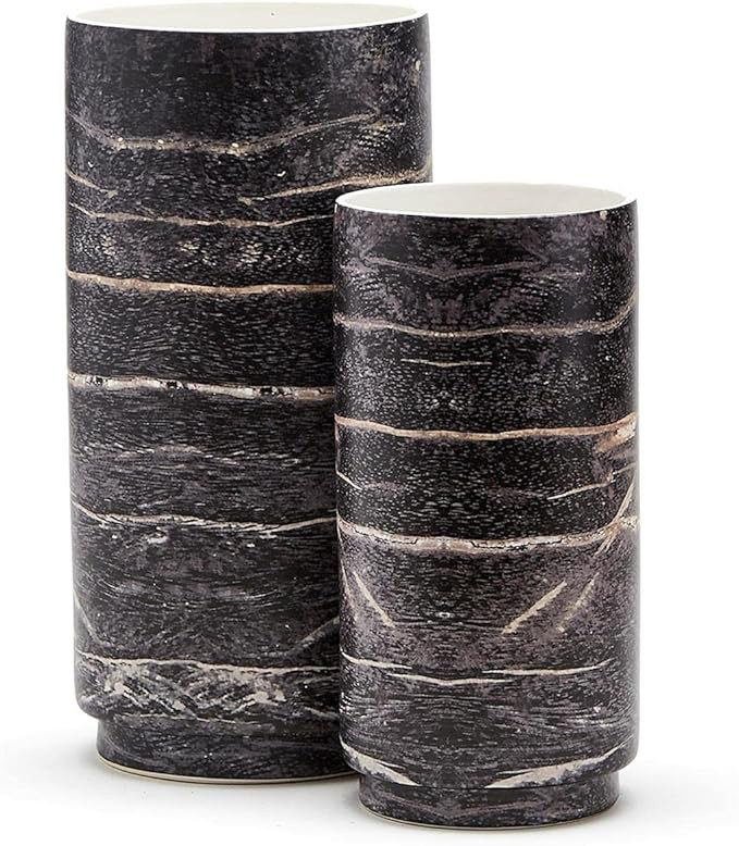Two's Company Set of 2 Pale Moon Ebony Faux Wood Vase - Ceramic | Amazon (US)