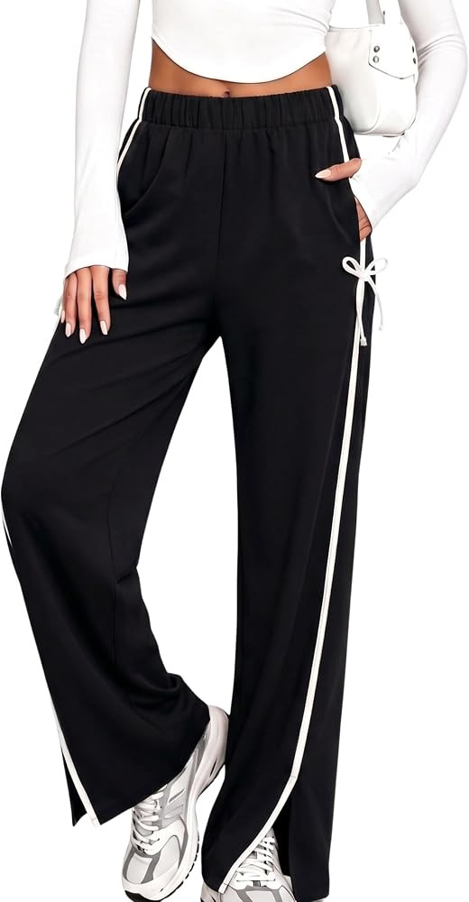 MINSURE Baggy Wide Leg Sweatpants Y2K Elastic Waist Casual Pants | Amazon (US)