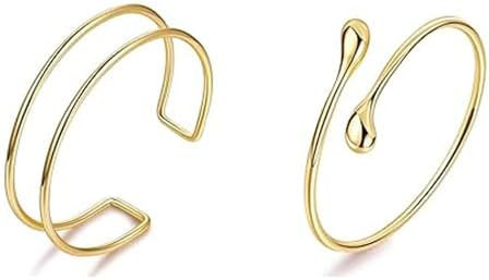 2Pcs Minimalist Simple Swirl Upper Arm Cuff Bracelets for Women Arm Bangle Armlets Adjustable | Amazon (US)