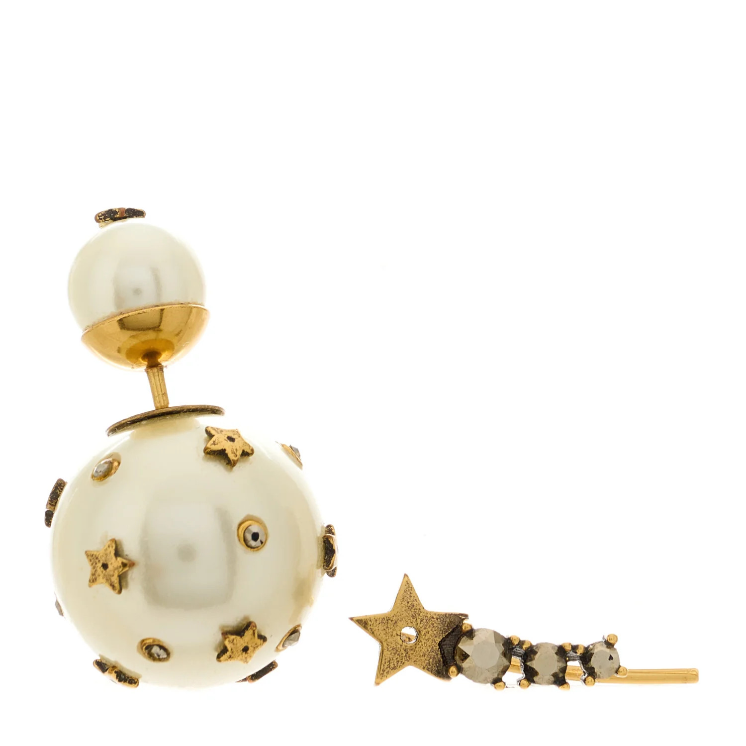 Pearl Mini Stars Tribales Climber Earrings Gold | FASHIONPHILE (US)