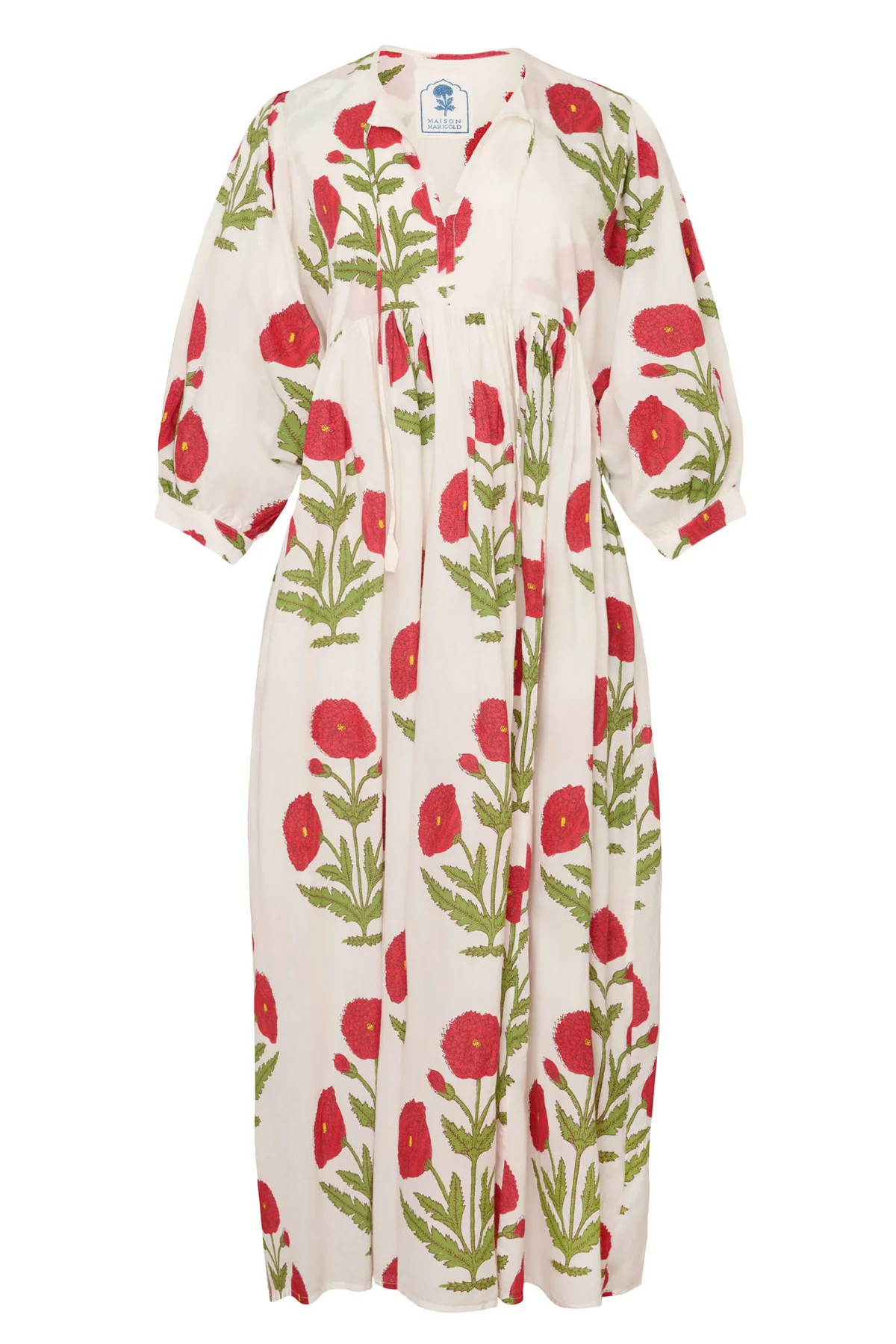 Taj Maxi Dress in Red Flower | Over The Moon