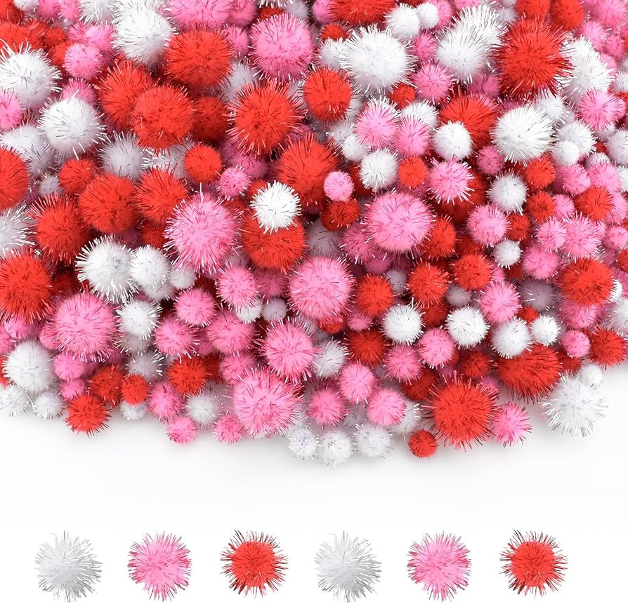 NACHLYNN 1000 Glitter Pom Poms Bulk 4 Sizes Assorted Soft Fluffy Pom Poms for Crafts DlY Decorati... | Amazon (US)
