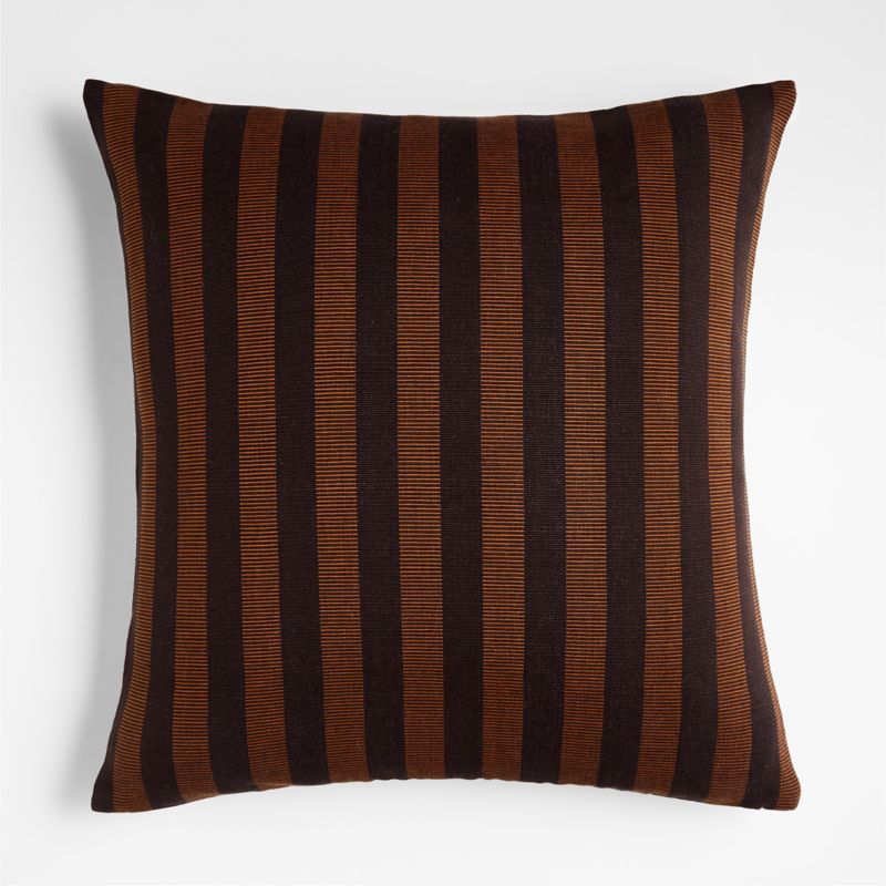 Shinola Canfield 23"x23" Square Umber Striped Decorative Throw Pillow | Crate & Barrel | Crate & Barrel