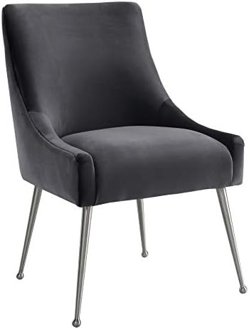 TOV Furniture Beatrix Ultra Modern Velvet Upholstered Dining Side Chair, 22" Grey/Silver | Amazon (US)