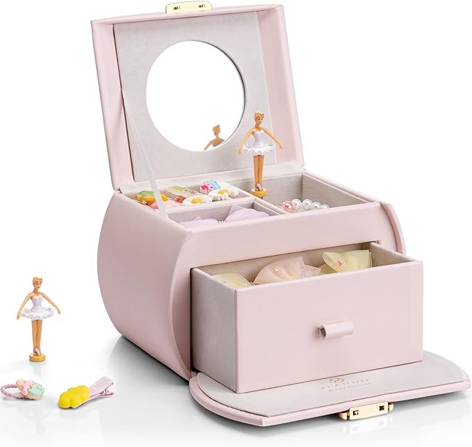 Vlando Kids Musical Jewelry Box for Girls with Drawer, Music Box with Ballerina and Stickers for ... | Amazon (US)