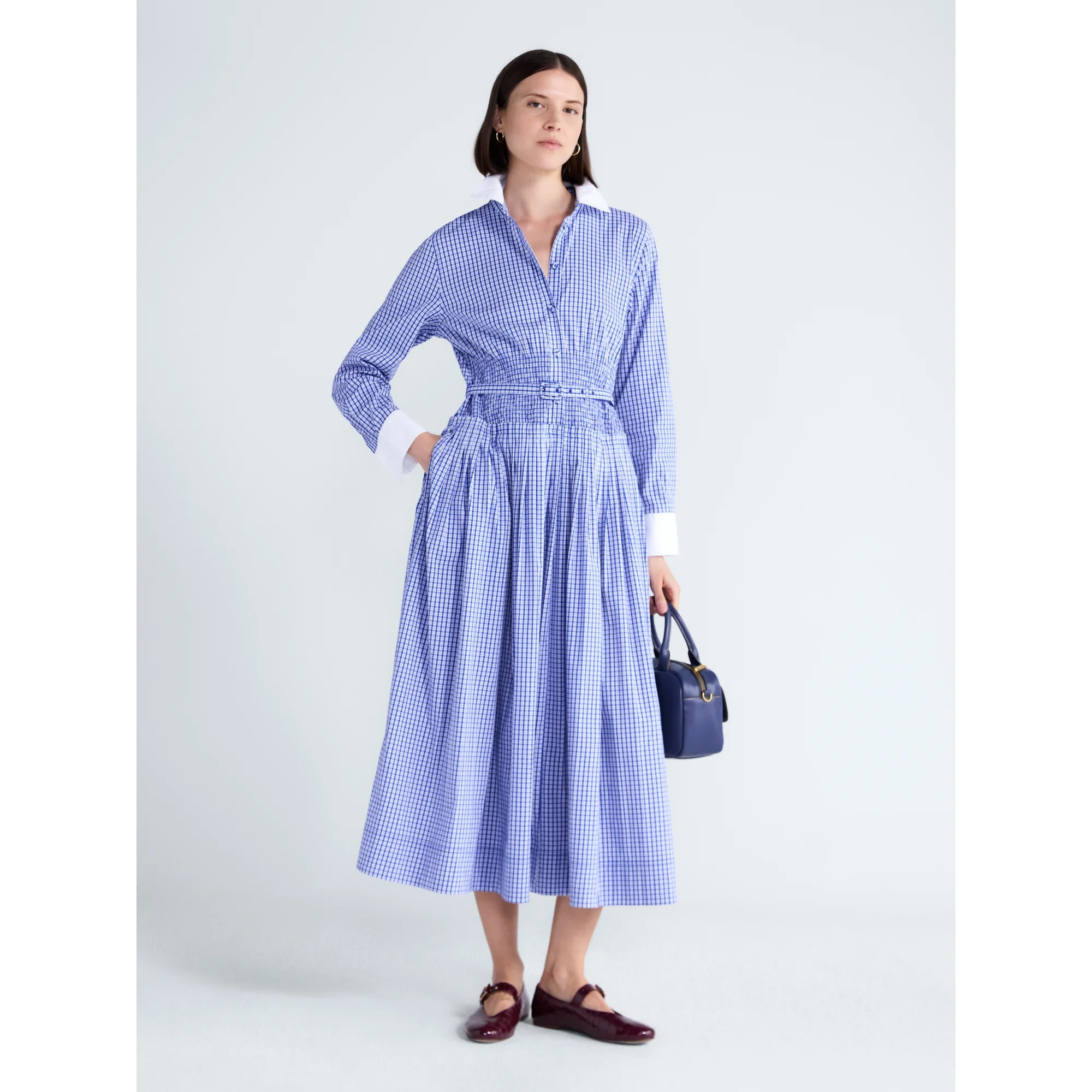 Free Assembly Women’s and Women s Plus Long Sleeve Smocked Pleated Shirt Dress  XS-4X | Walmart (US)