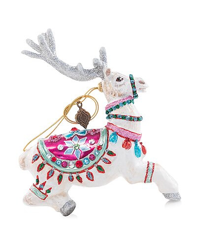 Cupid Reindeer Glass Ornament | Gilt