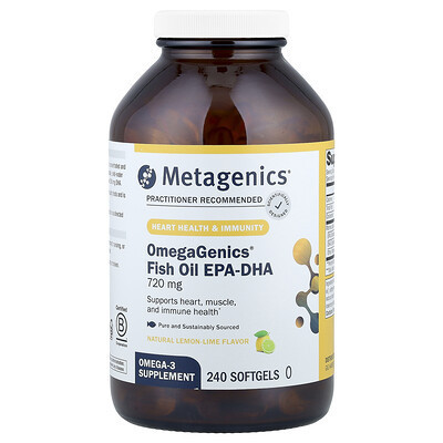 Metagenics, OmegaGenics®, Fish Oil EPA-DHA, Natural Lemon-Lime, 720 mg, 240 Softgels | iHerb