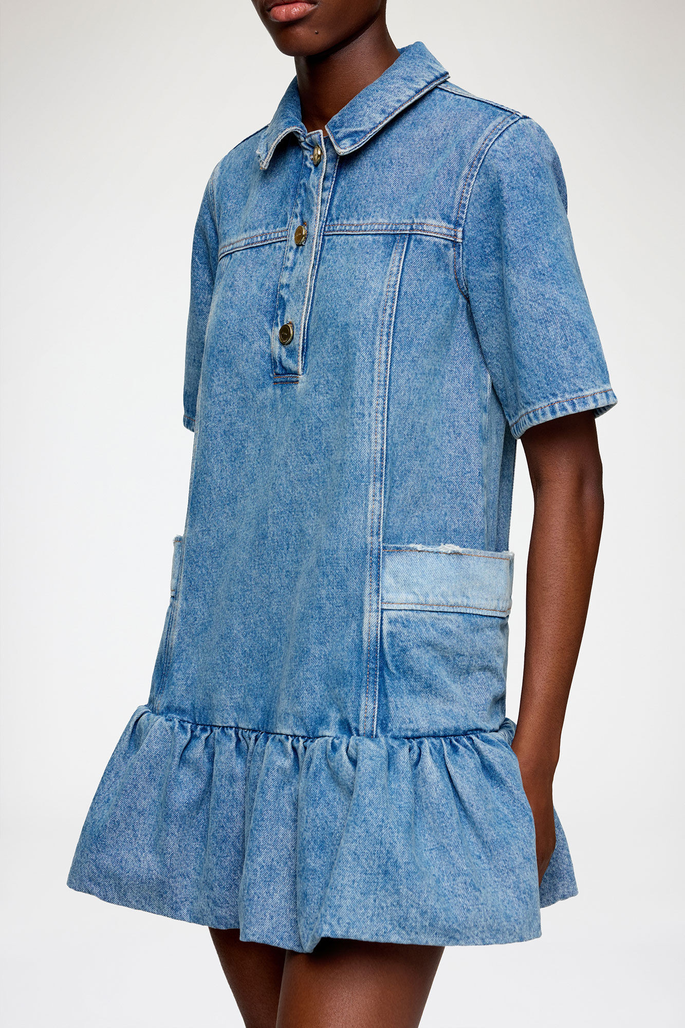 Dress in Patchwork Denim | Ganni