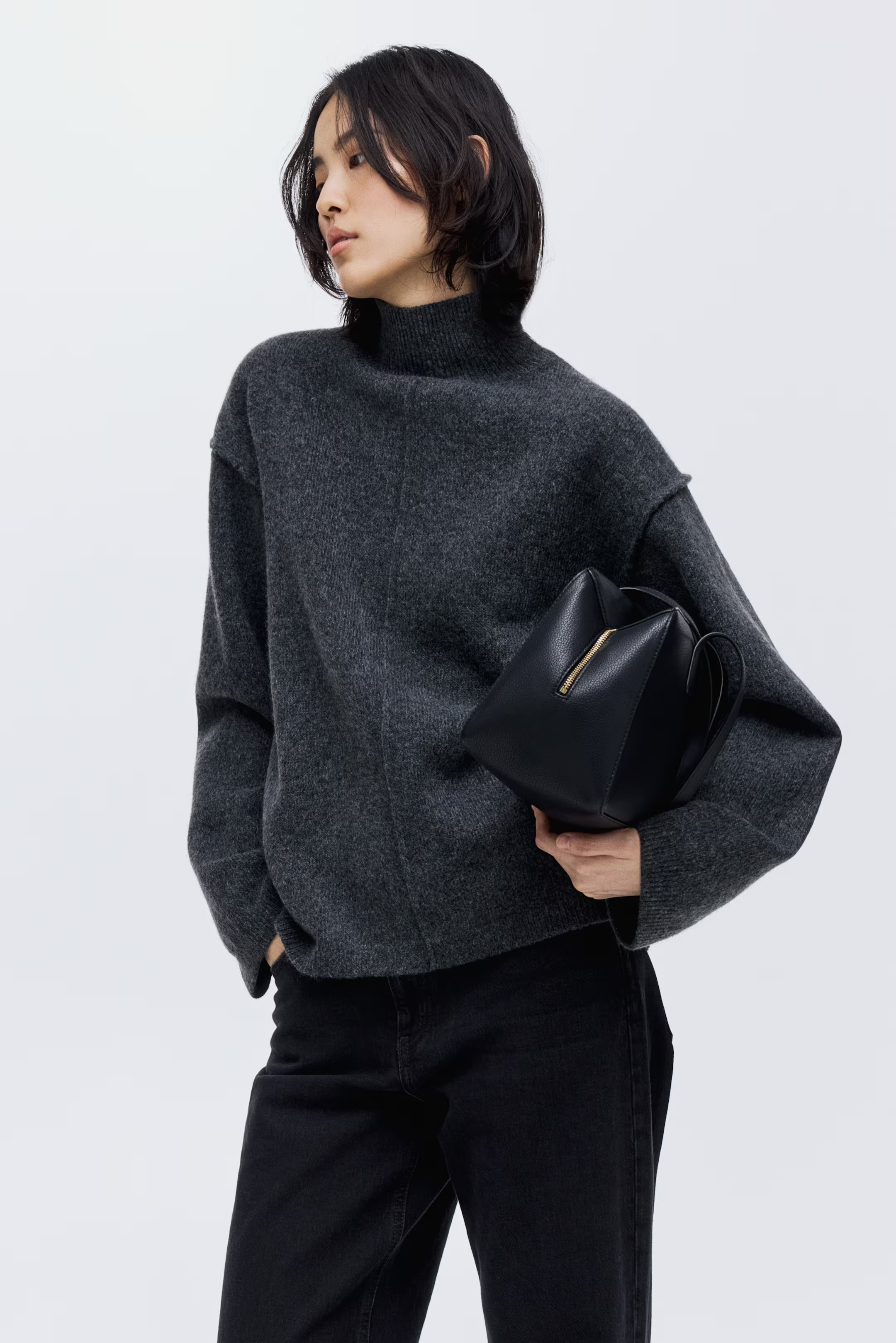 Seam-Detail Mock Turtleneck Sweater | H&M (US + CA)