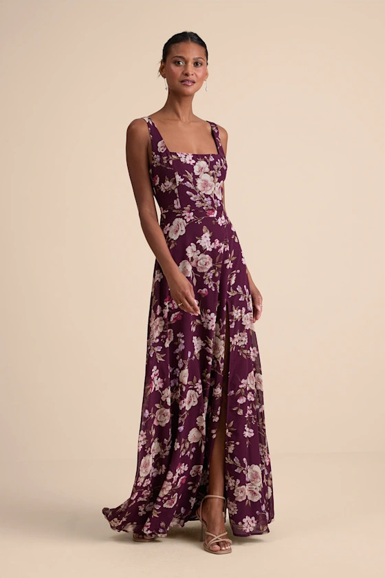 Remarkable Arrival Plum Purple Floral Sleeveless Maxi Dress | Lulus