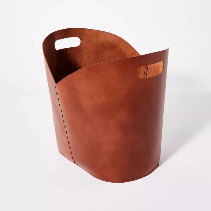 Decorative Leather Basket 14.75" x 15" Brown - Threshold™ designed with Studio McGee | Target