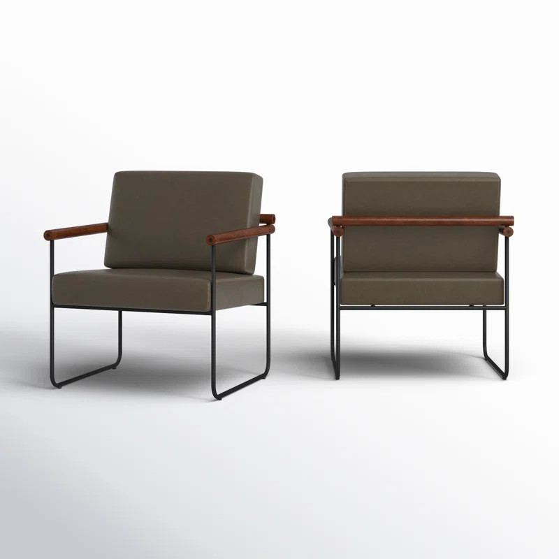 Avelina Modern Faux Leather Ergonomic Armchair with Metal Base | Wayfair North America