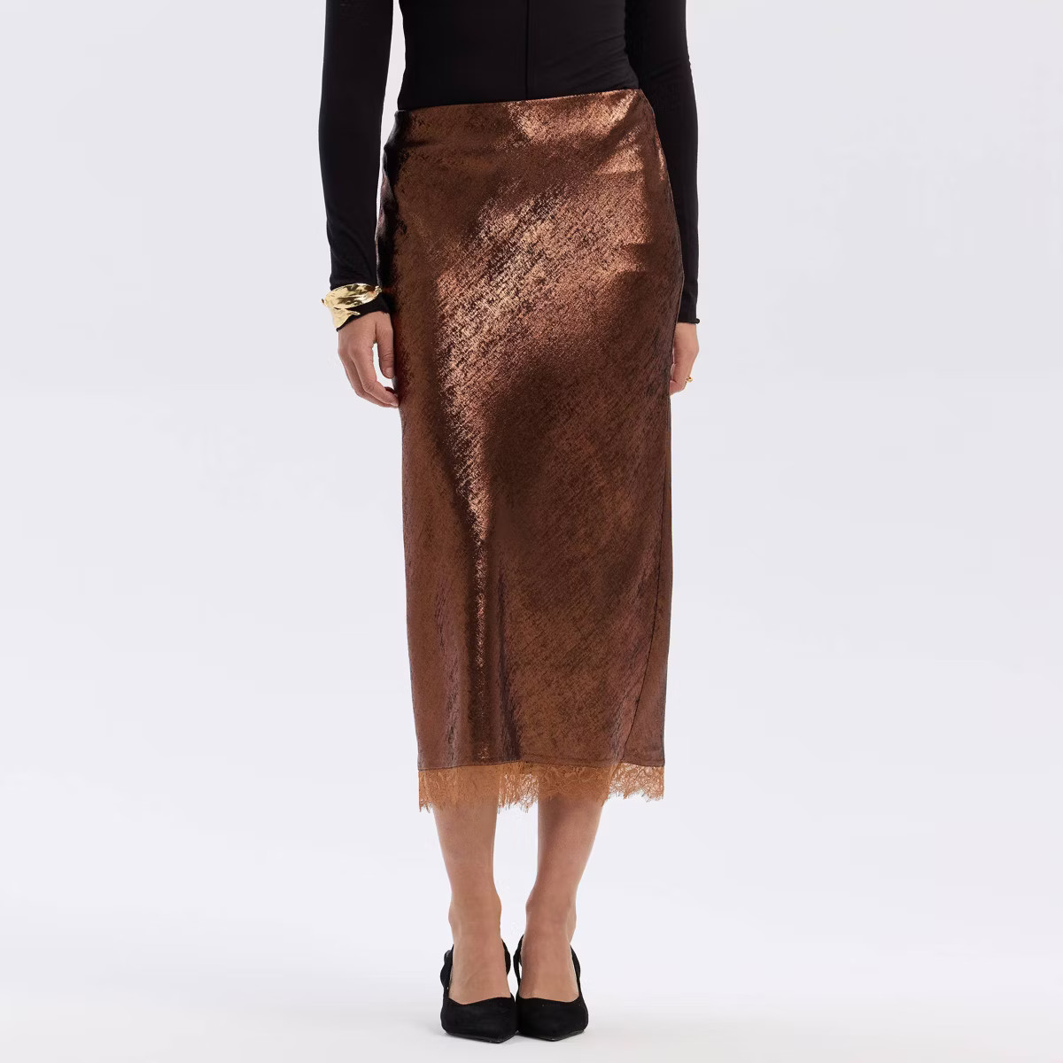 Women's Metallic Woven Midi Skirt - A New Day™ | Target