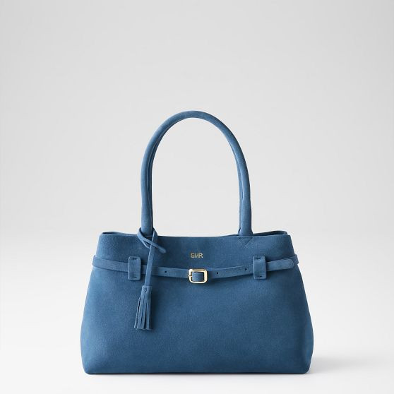 Isabella Belted Suede Handbag | Mark and Graham