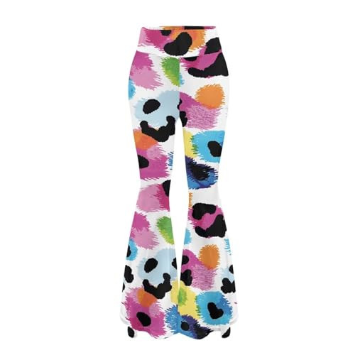 Fuxowvby Rainbow Leopard Print Flare Yoga Pants for Women High Waisted Flared Leggings for Women Tummy Control Exercise Shapewear | Amazon (US)