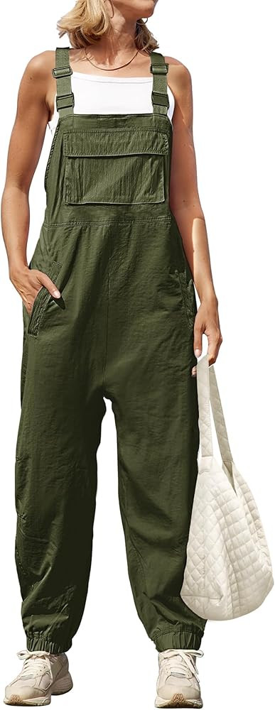 ZESICA Women's Sleeveless Overalls Jumpsuit Casual Loose Adjustable Straps Bib Long Pant Jumpsuit... | Amazon (US)