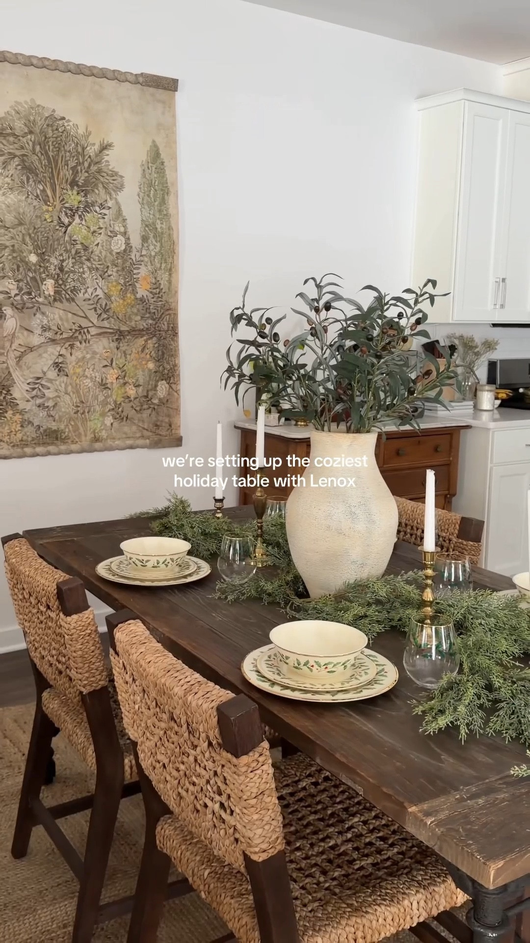 12/17/25 setting up our holiday tablescape, styling our dining table for the season with our Lenox Christmas dinnerware and the matching Lenox glassware. I’m sharing how I bring everything together for a classic, cozy holiday look that feels elevated but still warm and inviting—perfect for hosting Christmas dinners and festive gatherings all season long.

#LTKHoliday #LTKHome #LTKSeasonal