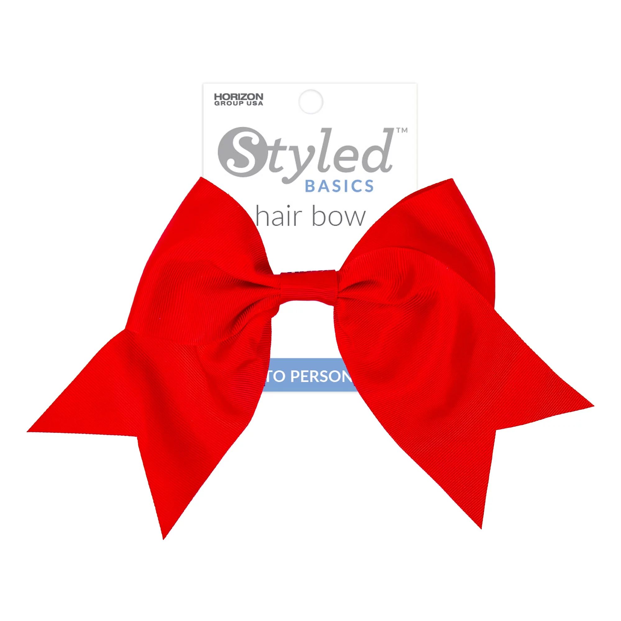 Styled Basics Red Grosgrain Hair Bow with Pre-Attached Elastic Hair Band, 1 Bow - Walmart.com | Walmart (US)