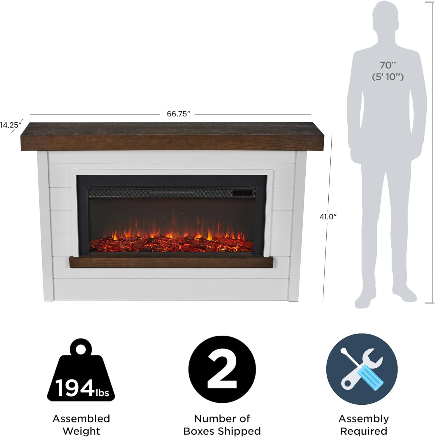 Real Flame Bernice 67" Landscape Electric Fireplace with Mantel for Living Room or Bedroom, Repla... | Amazon (US)