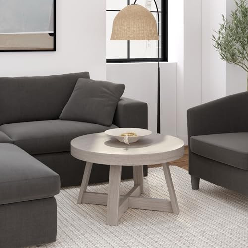 Plank+Beam Classic Round Coffee Table, 30 Inch Farmhouse Coffee Table, Rustic Mini Center Tables ... | Amazon (US)