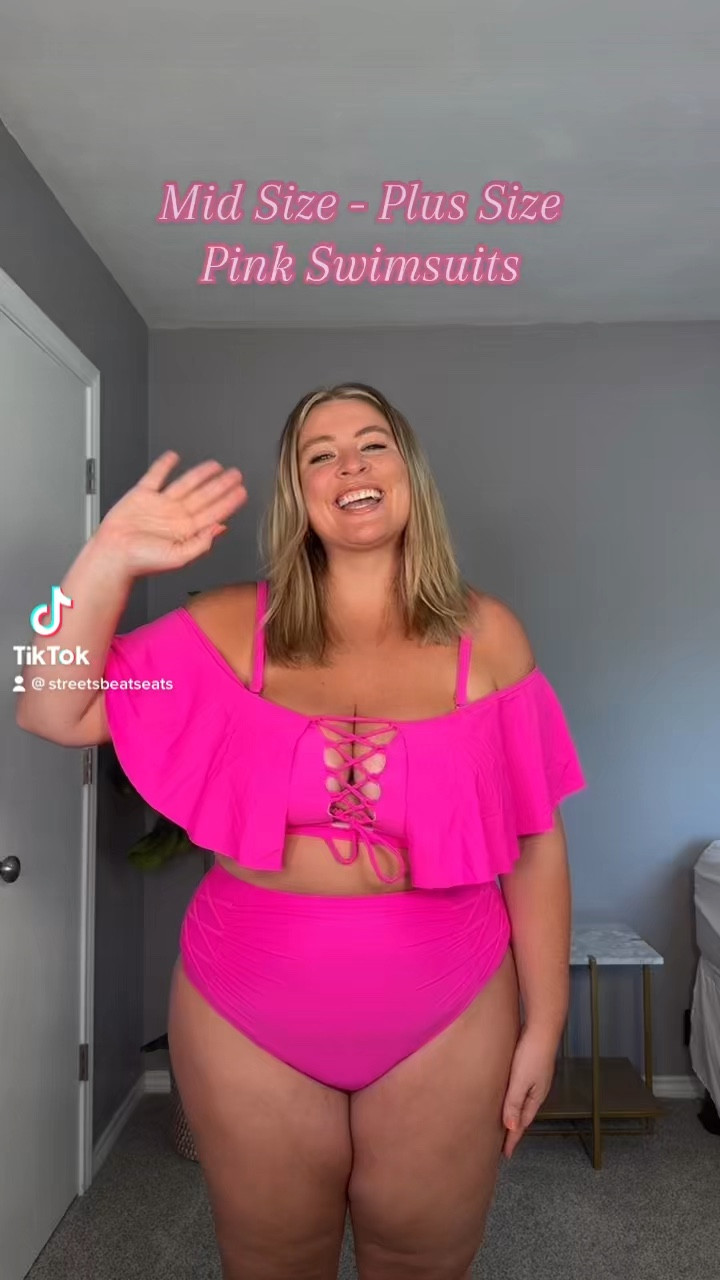 Hot pink cheap swimsuit plus size