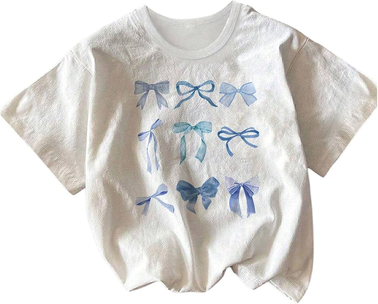 Amazon.com: WDIRARA Toddler Girl's Bow Graphic T Shirt Crewneck Short Sleeve Tee Cute Top White 6... | Amazon (US)