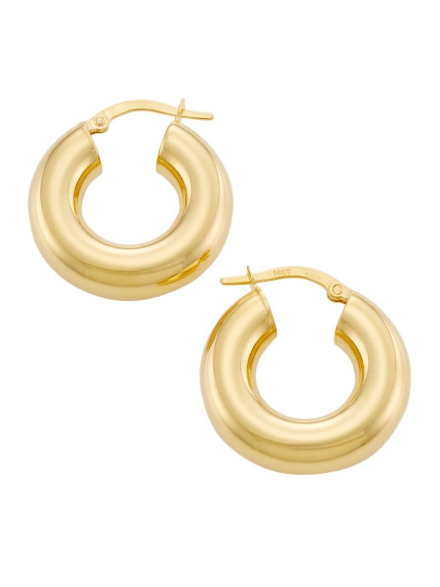 14K-Yellow-Gold Chunky Tube Hoop Earrings | Saks Fifth Avenue