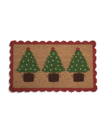 20x34 Coir Three Trees Scalloped Doormat | TJ Maxx