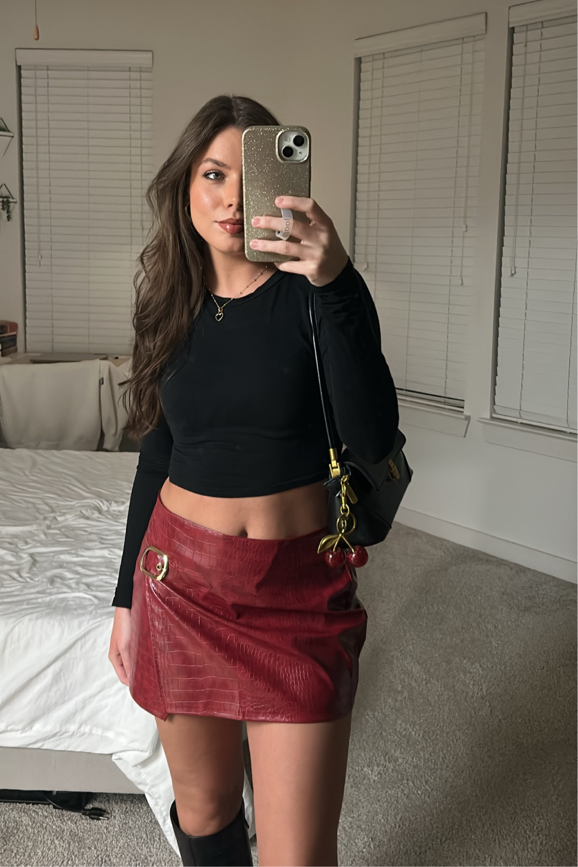 fall going out top 🍒 #fallfashion #chicoutfit #leatherskirt #easyoutfits #goingoutoutfit 

#LTKfindsunder50 #LTKstyletip #LTKSeasonal