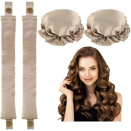 4 Pcs Hair Curlers No Heat Heat-free Curling Iron Hair Curler Cloth Heatless Curling Set Heatless Curlers Headband with Hairnet Big Wave Sleeping Lazy Curling Artifact (Beige) | Walmart (US)