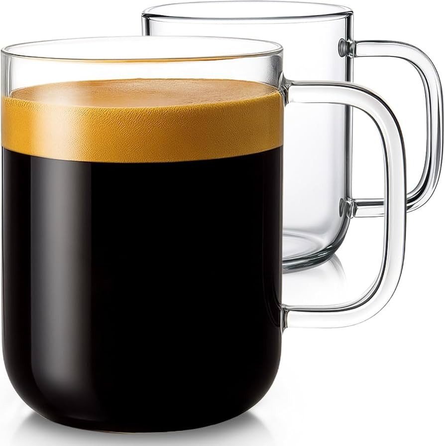 Aquach Glass Mugs 20 oz Set of 2, Extra Large Clear Glass Cup with Handle for Hot/Cold Coffee Tea... | Amazon (US)