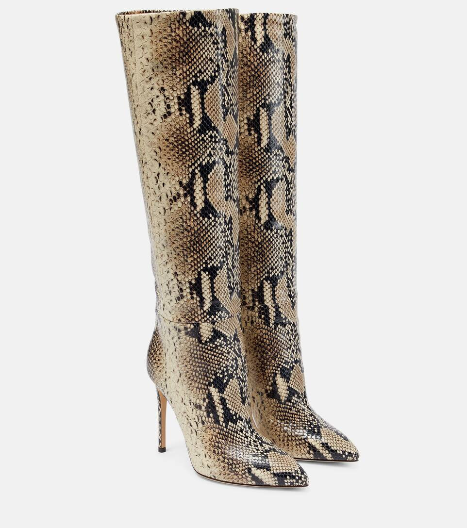 Animal-print leather knee-high boots | Mytheresa (UK)