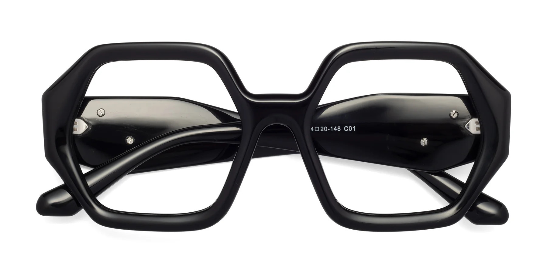 Black Geek-Chic Thick Oversized Geometric Reading Glasses - 1582 | Yesglasses