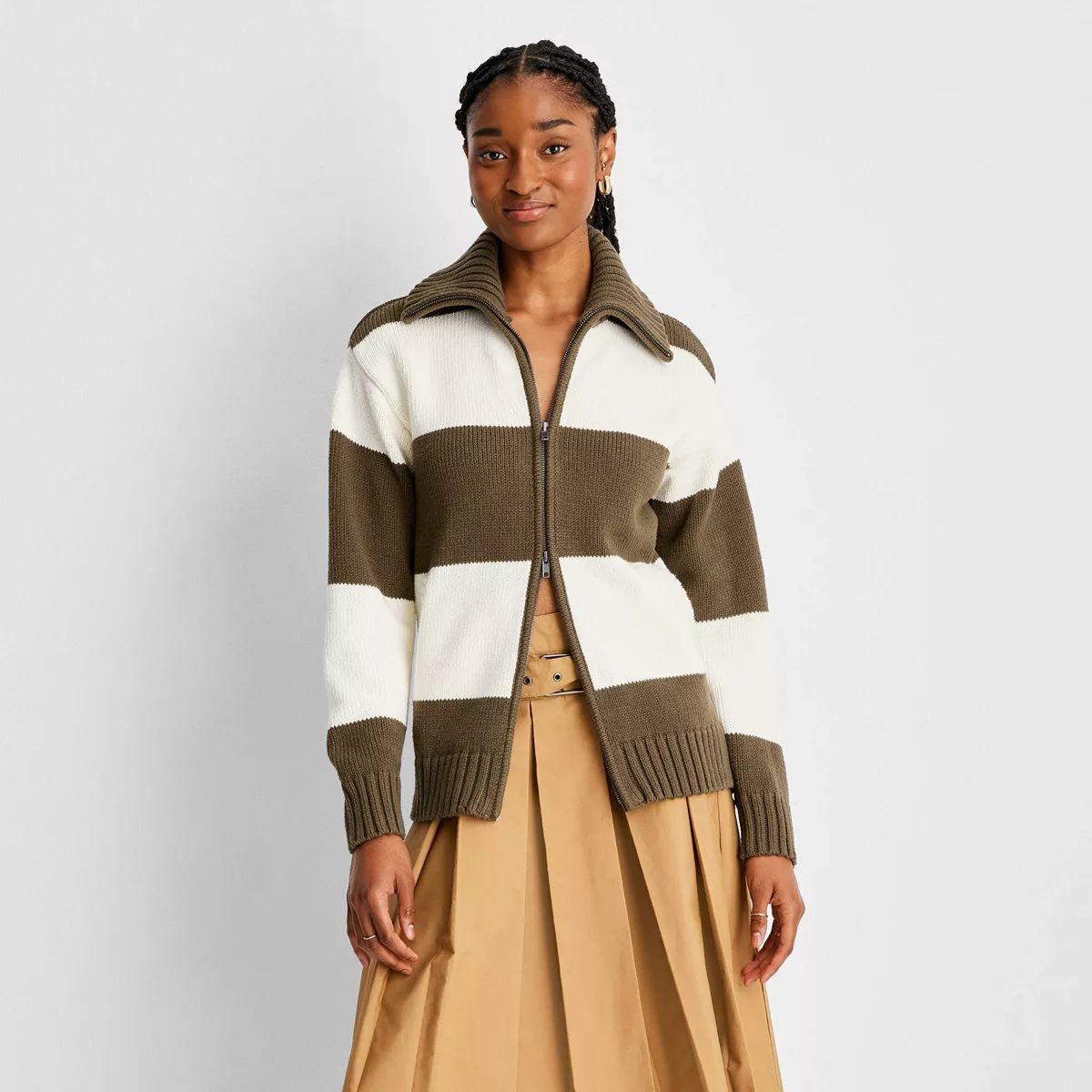 Women's Long Sleeve Solid Zip-Up Collared Cardigan - Future Collective™ with Reese Blutstein | Target