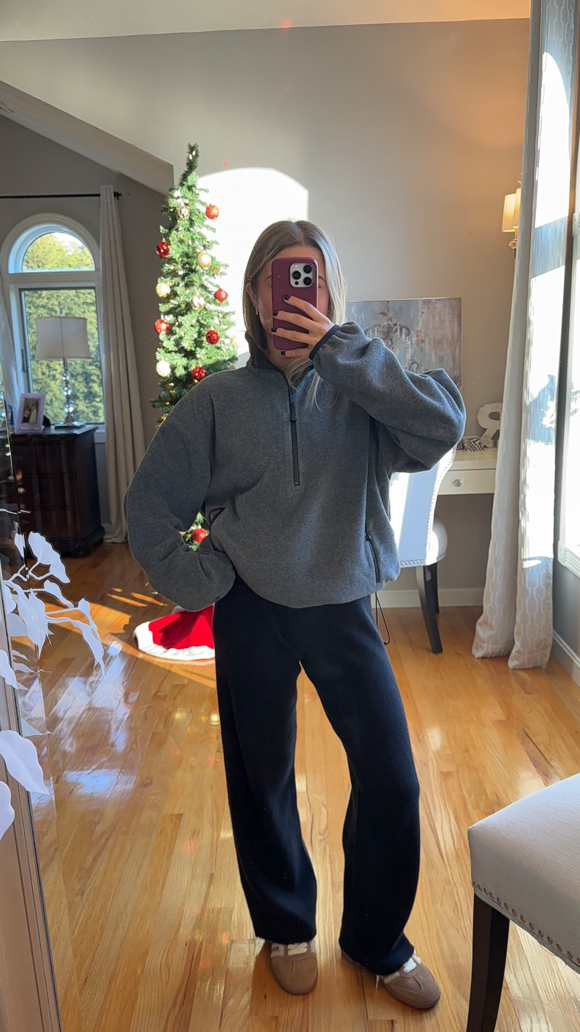 Wearing a xs in the fleece and xxs in the pants ( I sized down one from normal size) 


Unfortunately both colors I got are sold out :( 

#LTKootd #LTKHoliday #LTKU