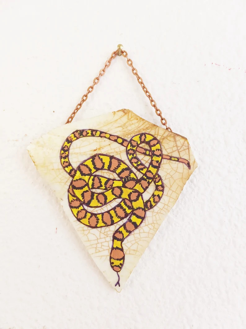 Small Art Pizza Snake Painting Snake Wall Hanging Gift for Snake Lover Cabin Decor Office Decor G... | Etsy (US)