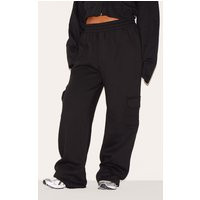 Plus Black Cargo Pocket Wide Leg Sweatpants | PrettyLittleThing US