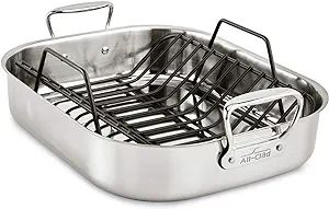 All-Clad Stainless Steel E752C264 Dishwasher Safe Large 13 x 16-Inch Roaster with Nonstick Rack C... | Amazon (US)
