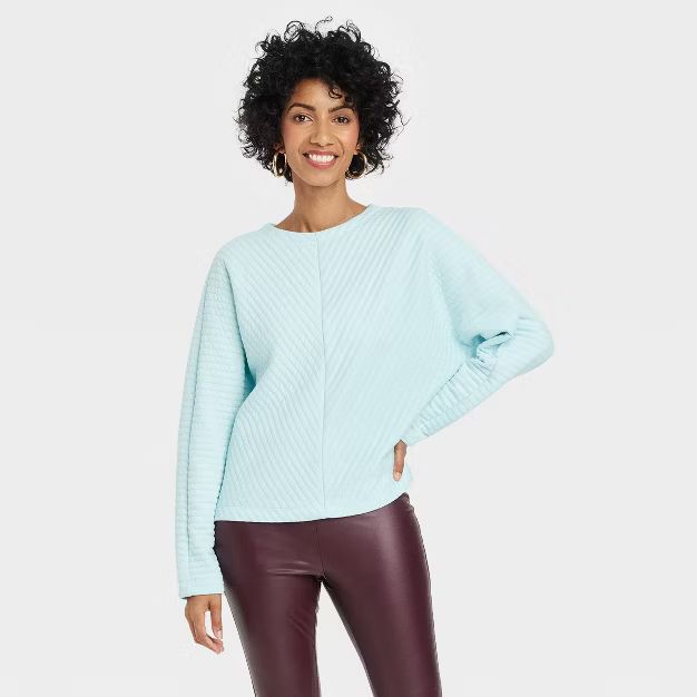 Women's Long Sleeve Boat Neck Ottoman Top - A New Day™ | Target